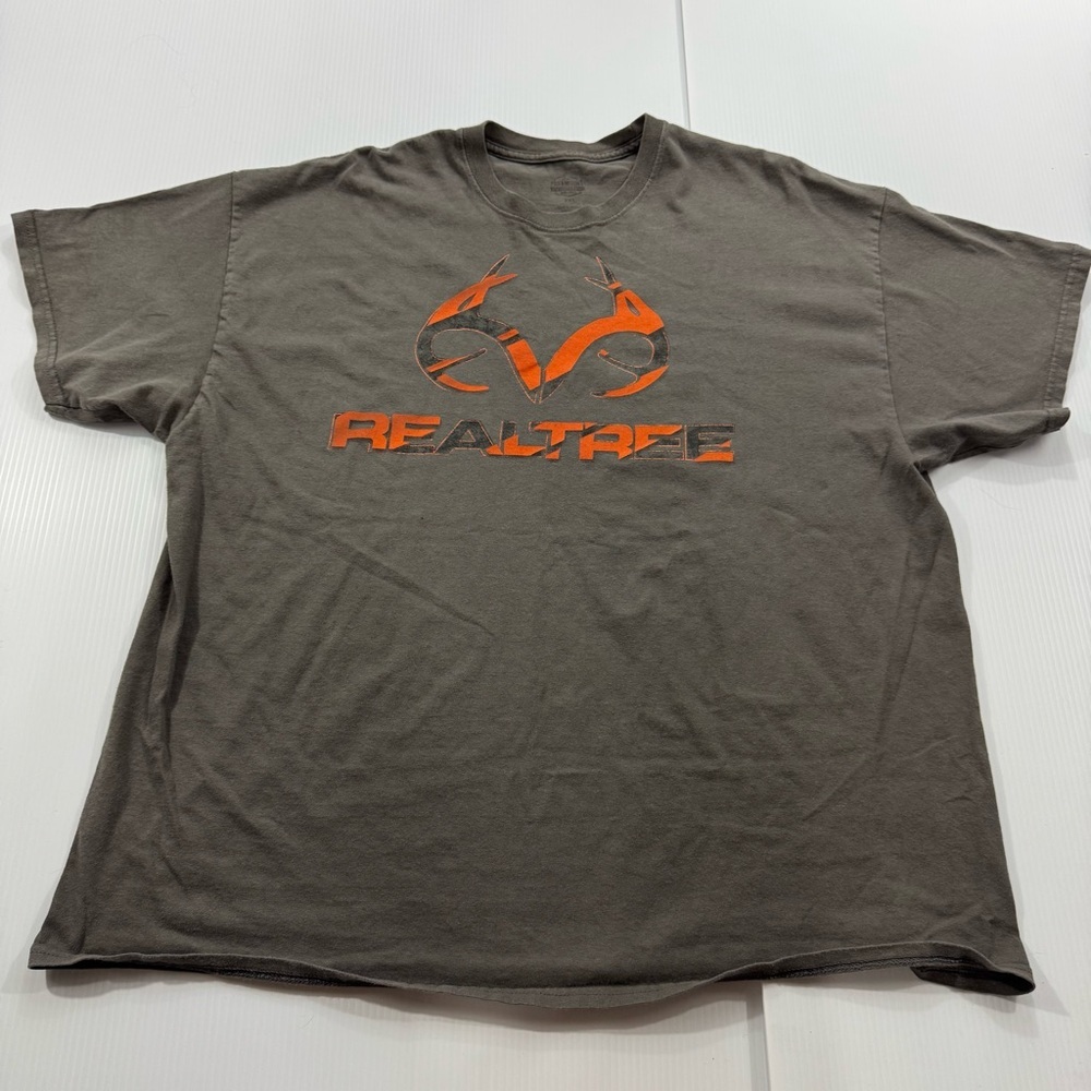 301. Realtree Men's Dark Brown T-Shirt with Orange Logo (2XL)‎
